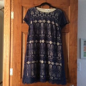 Dress Navy trapeze lace